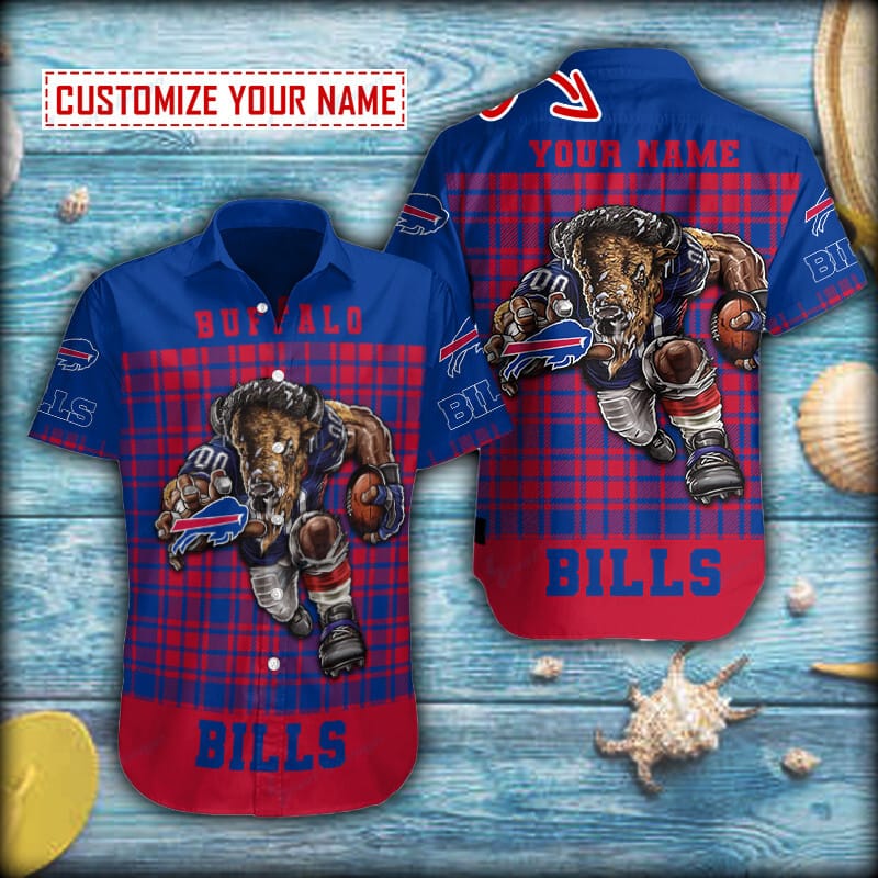 customized buffalo bills mascot hawaiian shirt with short sleeves