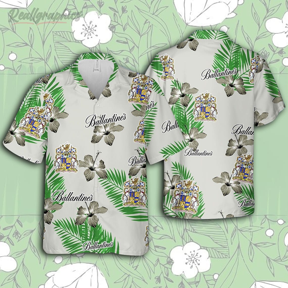 ballantines hawaiian hibiscus flower pattern tropical beach shirt hawaiian beer shirt