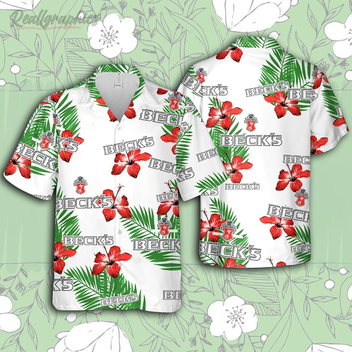 becks beer hawaiian hibiscus flower pattern tropical beach shirt hawaiian beer shirt