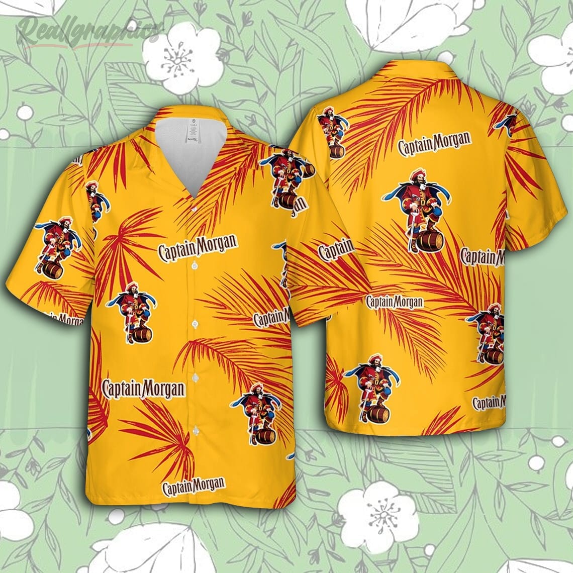 captain morgan hawaiian palm leaves pattern shirt beer summer party hawaiian shirt
