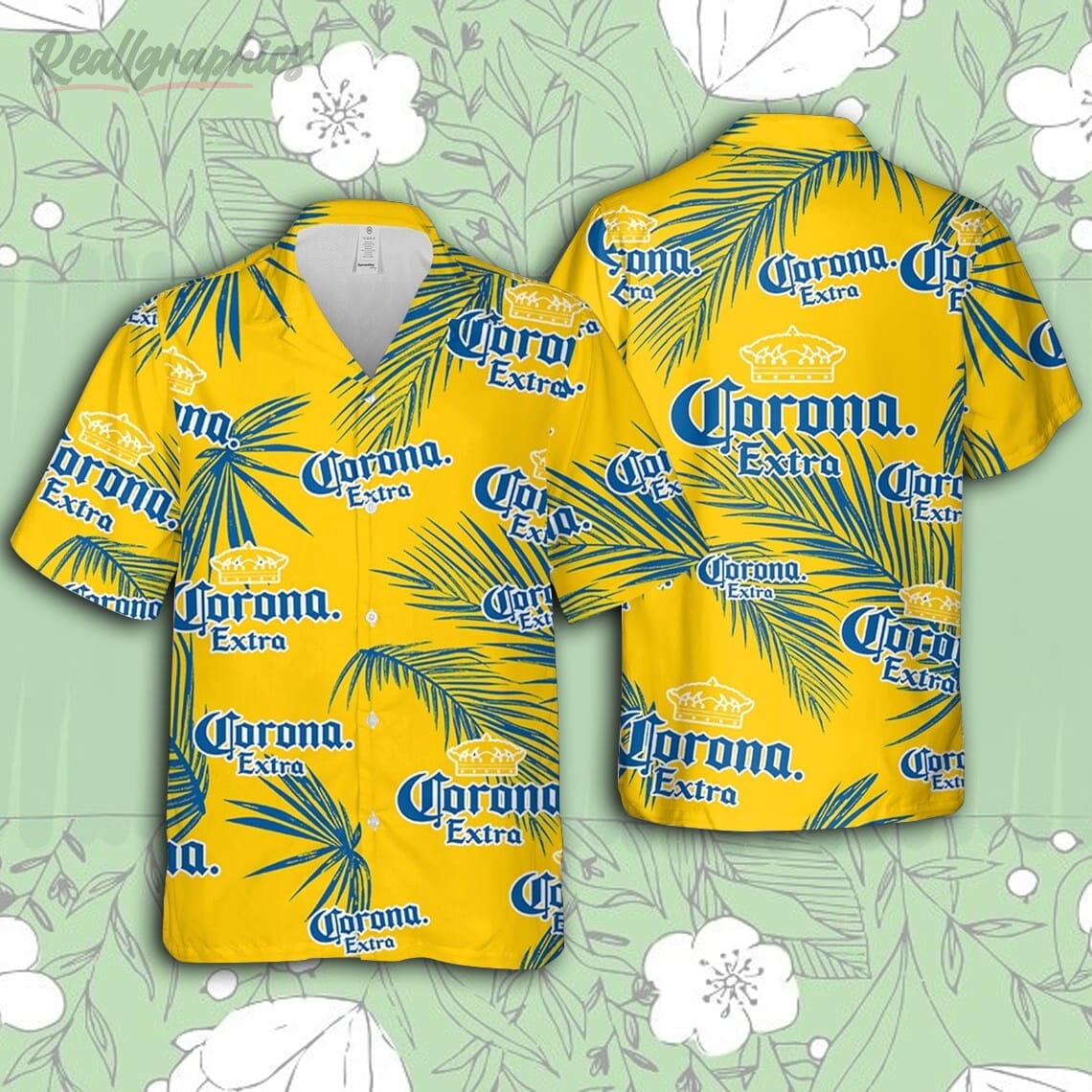 corona hawaiian palm leaves pattern shirt beer summer party hawaiian shirt