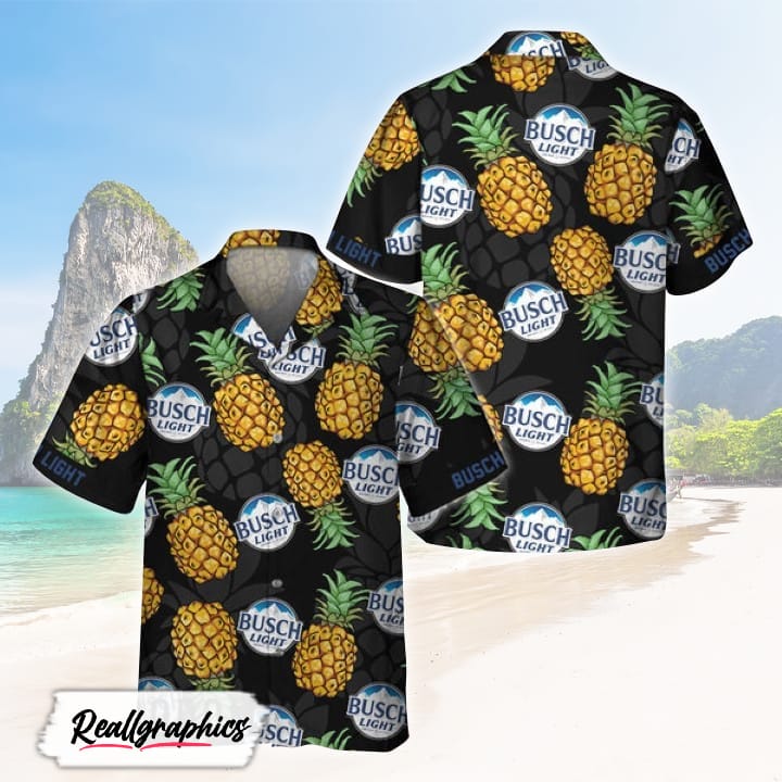 black aloha pineapple busch light hawaiian shirt shirt for summer