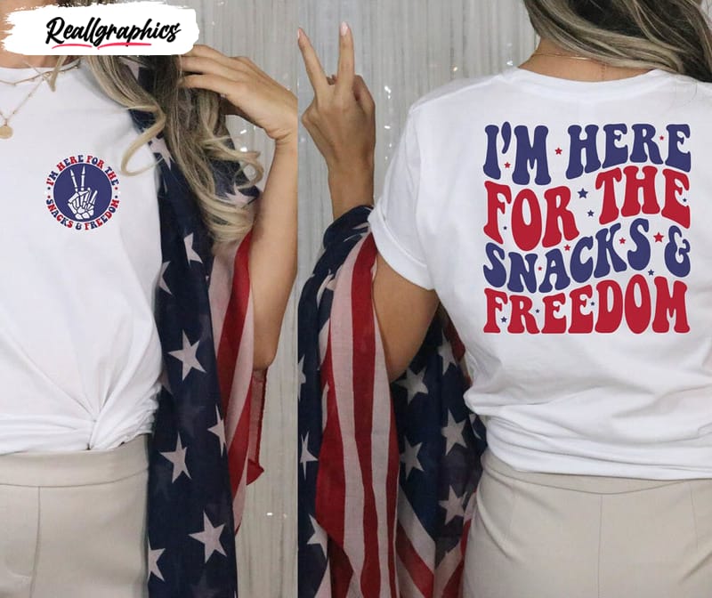 im here for the snacks and freedom retro th of july shirt