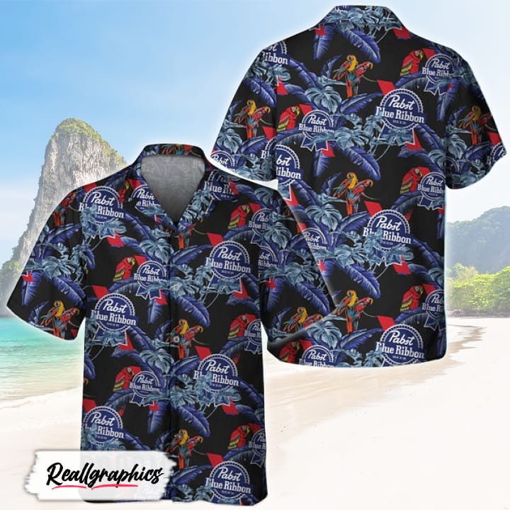 tropical parrot pabst blue ribbon hawaiian shirt shirt for summer
