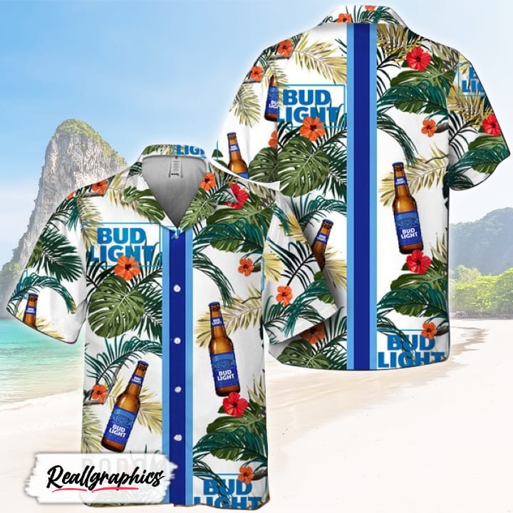 tropical summer flowers bud light beer hawaiian shirt shirt for summer