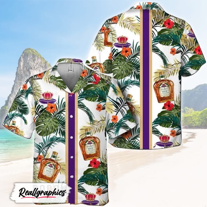 tropical summer flowers crown royal hawaiian shirt