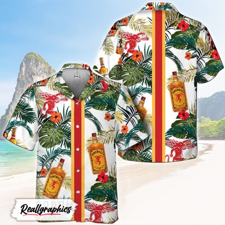 tropical summer flowers fireball whisky hawaiian shirt shirt for summer