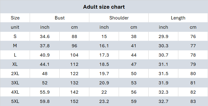 adult baseball jersey size chart
