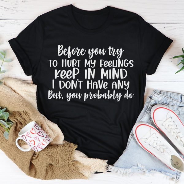 before you try to hurt my feelings tee shirt