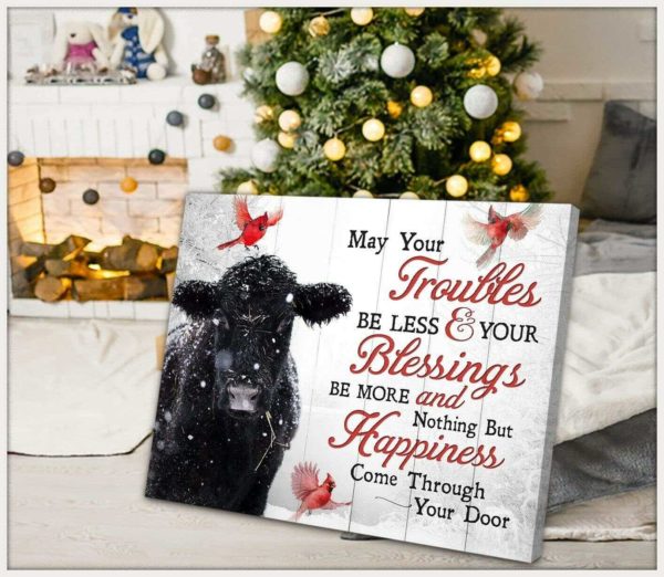 angus cow happiness wall art (canvas & poster)