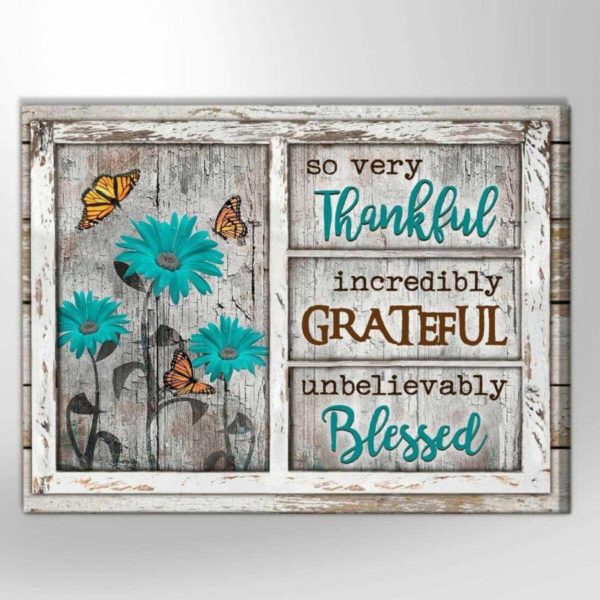 butterfly thankful grateful blessed wall art floral decor