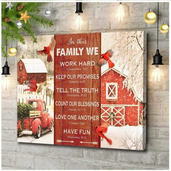 cardinal in this family we work hard wall art decor
