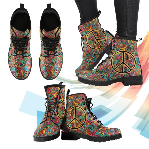 hippie peace handcrafted boots
