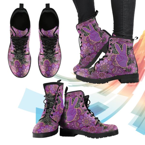 peace henna leather boots
