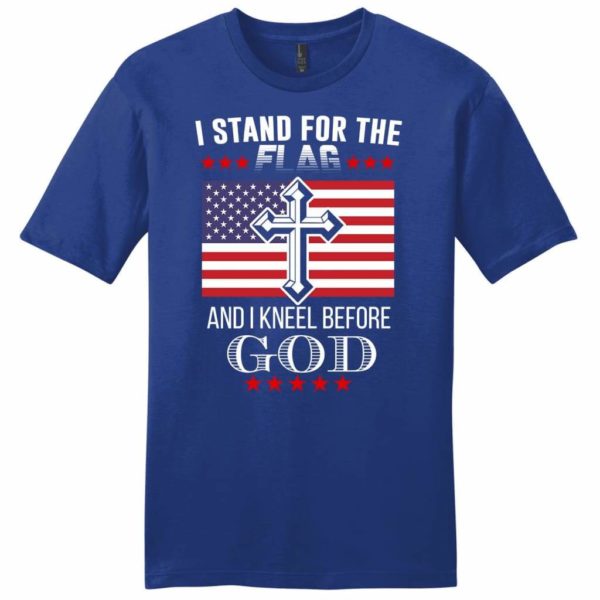 i stand for the flag and i kneel before god mens christian t-shirt