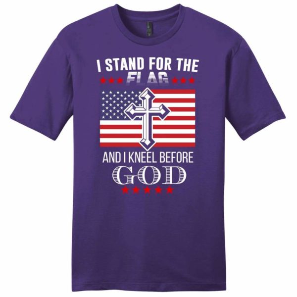 i stand for the flag and i kneel before god mens christian t-shirt