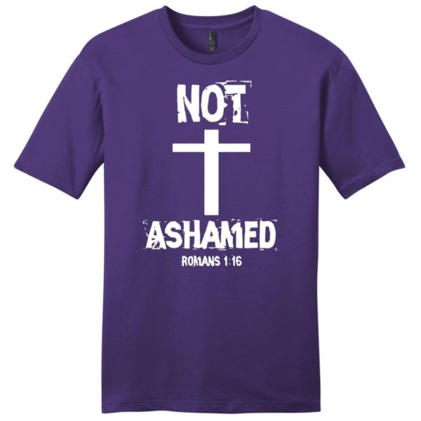 not ashamed romans 1:16 bible verse mens christian t-shirt