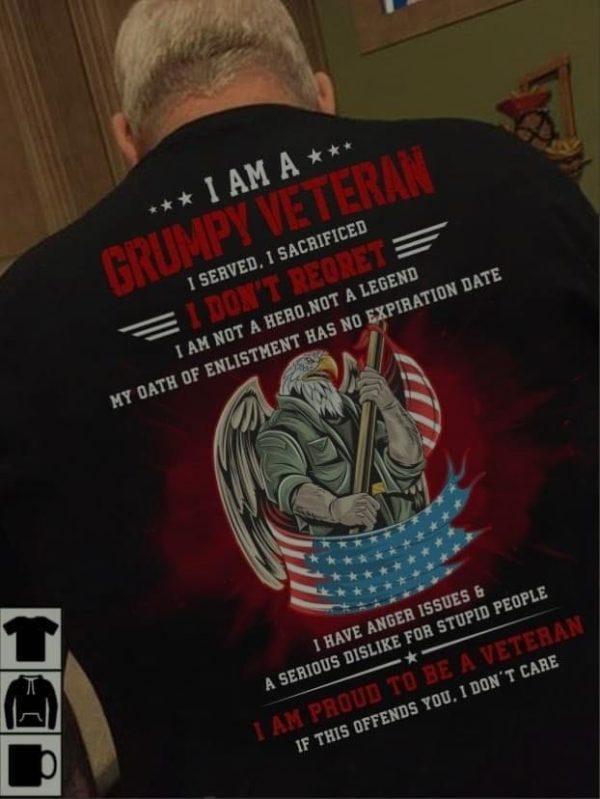 veteran shirt, gift for veteran, i am a grumpy veteran i don't regret t-shirt