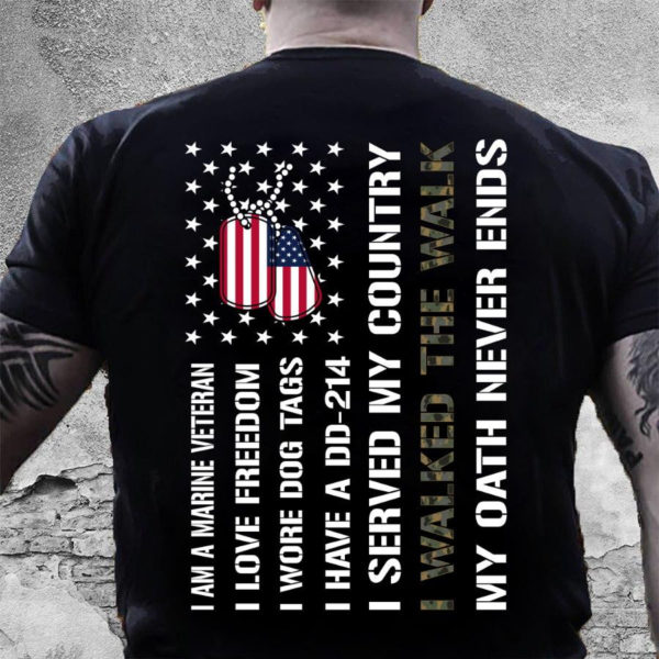 veteran shirt, marine veteran shirts, i am a marine veteran i walked the walk t-shirt