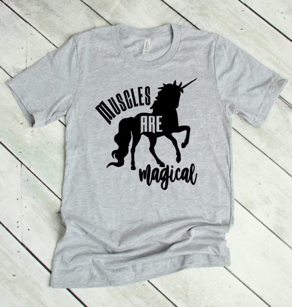 muscles are magical unicorn t-shirt