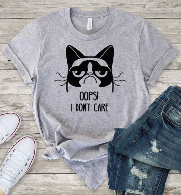 oops i don't care grumpy cat t-shirt