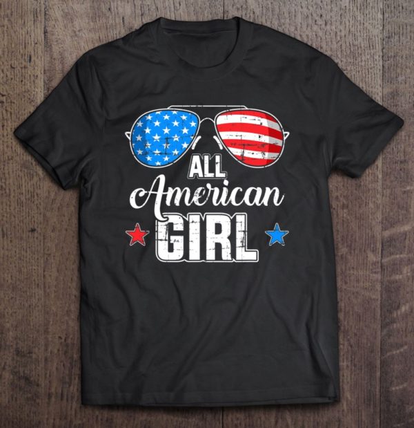 all american girl us flag sunglasses matching 4th of july t-shirt