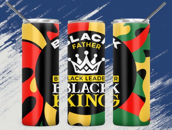 black father black leader black king skinny tumbler