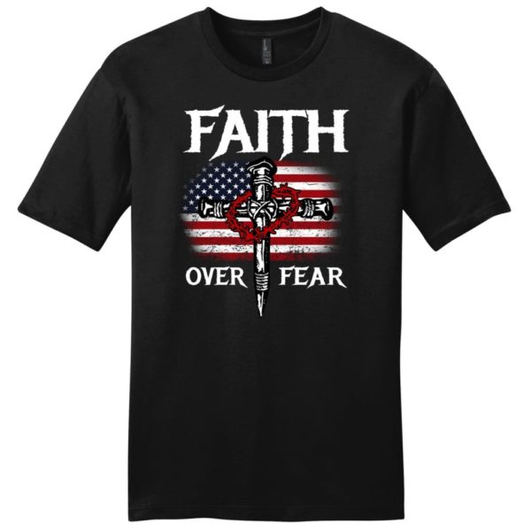 christian patriotic, faith over fear american flag christian t-shirt