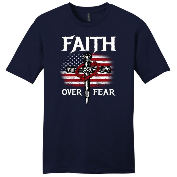 christian patriotic, faith over fear american flag christian t-shirt