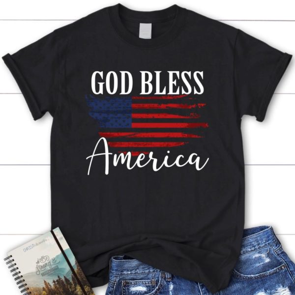 christian patriotic shirts: god bless american us flag t-shirt