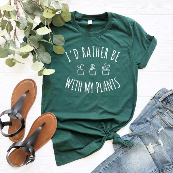 i'd rather be with my plants unisex t-shirt