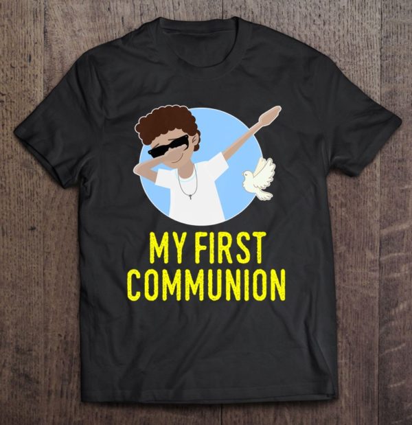 kids first communion boys holy 1st communion african american t-shirt
