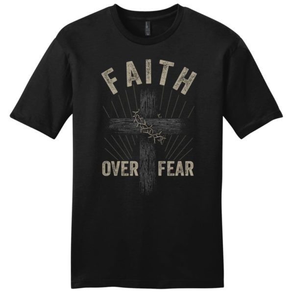 christian t-shirts: faith over fear crown of thorns cross t-shirt