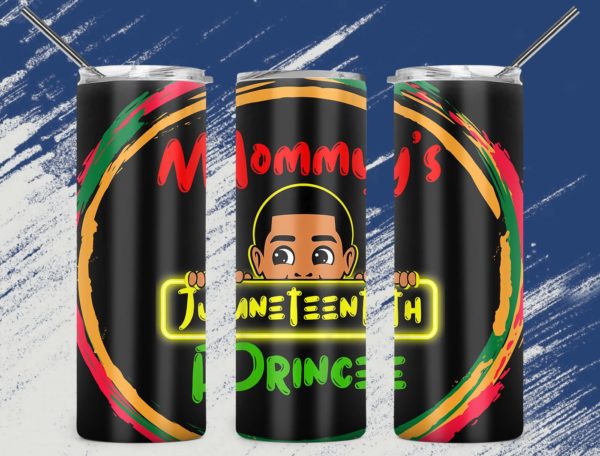 mommy's juneteenth prince skinny tumbler