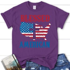 patriotic christian t-shirts: god blessed american cross christian t-shirt