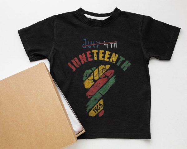 juneteenth fist with flag for black independence since 1865 t-shirt