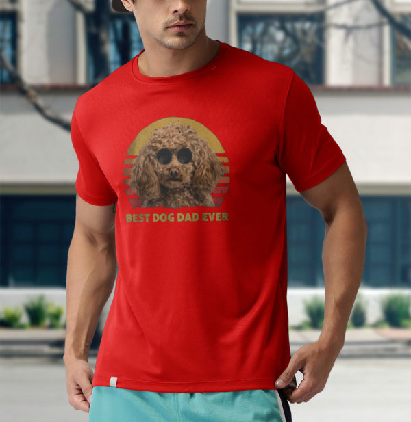 vintage best poodle dog dad ever puppy fathers day unisex t-shirt