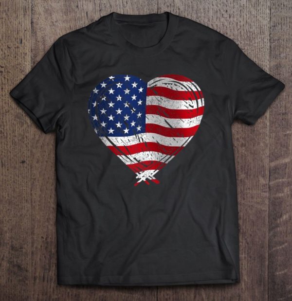 us flag memorial day 4th july partiotic heart red white blue t-shirt