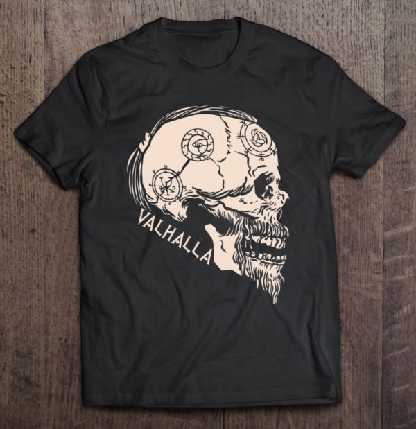 viking skull valhalla odin nordic norse thor mythology t-shirt
