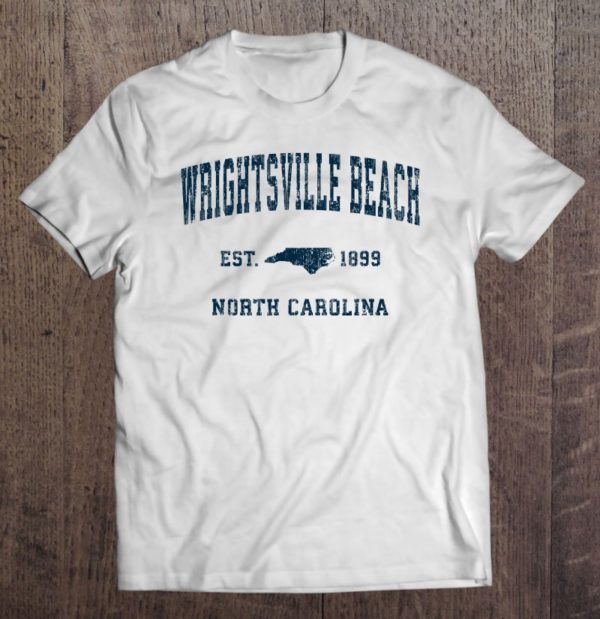wrightsville beach north carolina vintage sports navy print t-shirt