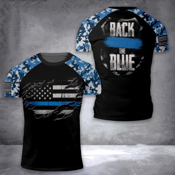 back the blue all over t-shirt