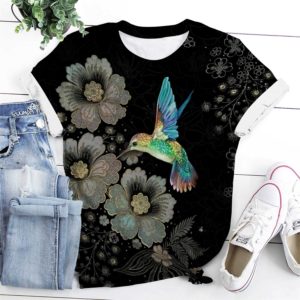 blue hummingbird all over t-shirt
