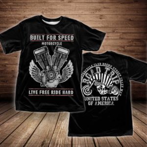built for speed motorcycle all over print t-shirt, cool motorcycle birthday shirt