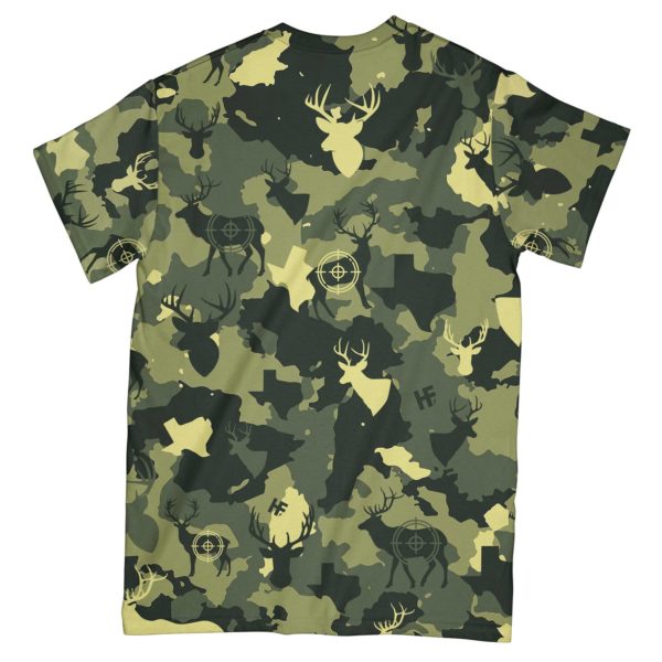camouflage deer texas hunting aop t-shirt