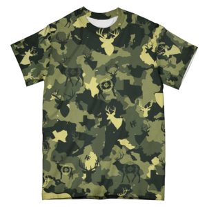 camouflage deer texas hunting aop t-shirt