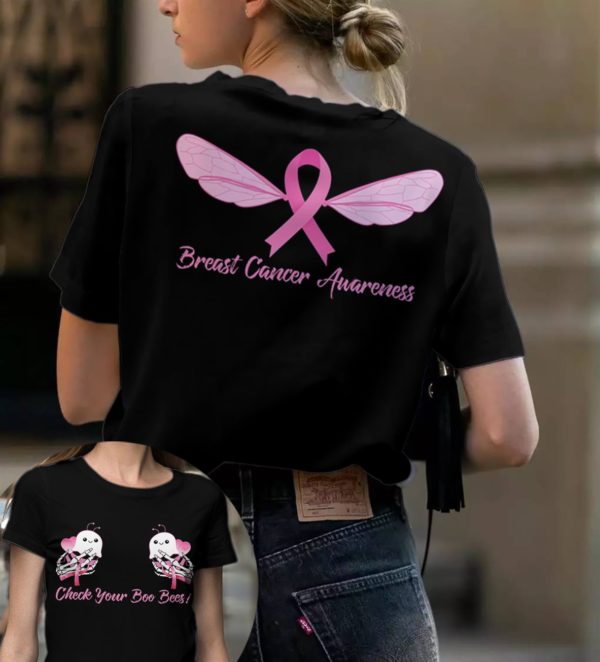check your boo bees wings breast cancer awareness full printed t-shirt