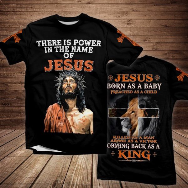 christian there is a power in the name of jesus all over print t-shirt