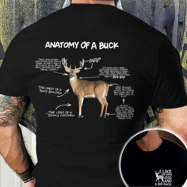 deer anatomy of a buck hunting all over print t-shirt