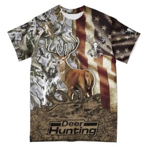 deer vintage flag bow hunting archery full printed t-shirt