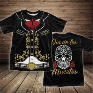 dia de los muertos mariachi costume all over print t-shirt